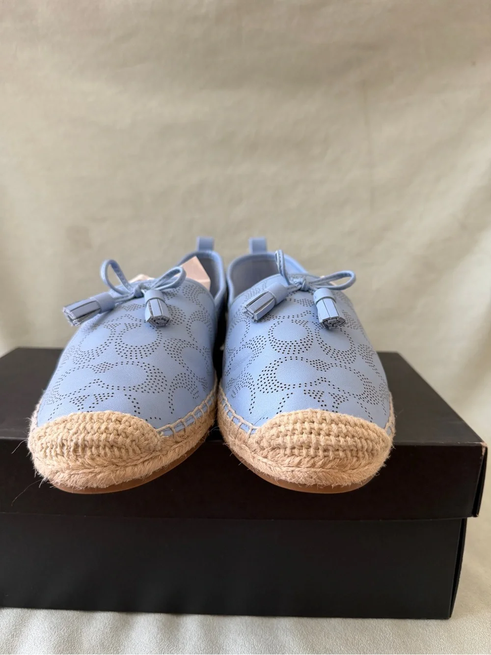 Coach Women's Carson Signature Jacquard Espadrille Loafers Lather Blue Size 11B